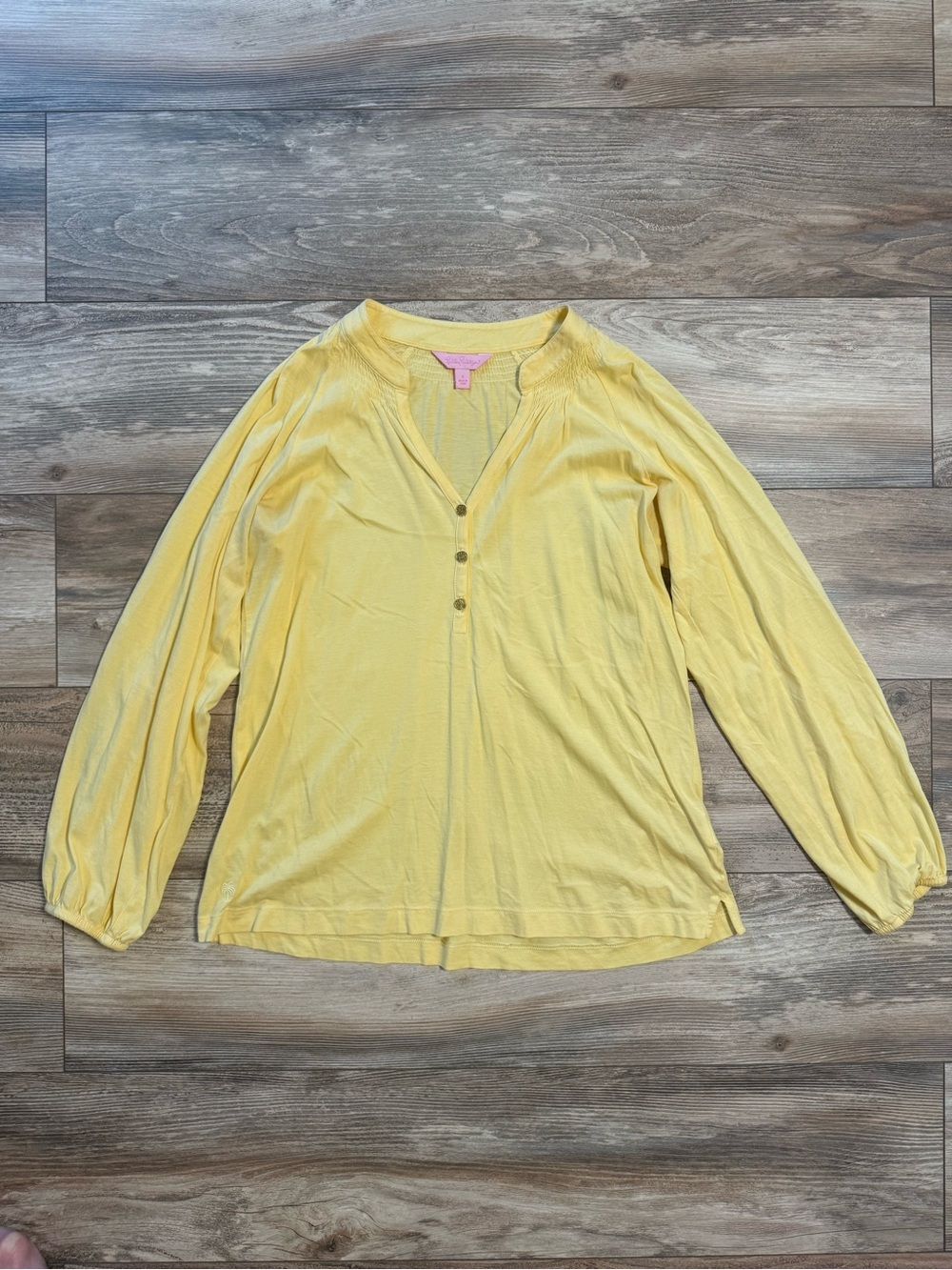 Lilly Pulitzer Soft Yellow Long-Sleeve Cotton Elsa Top